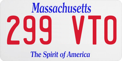 MA license plate 299VT0