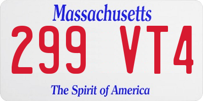 MA license plate 299VT4
