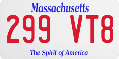 MA license plate 299VT8