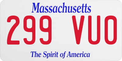 MA license plate 299VU0