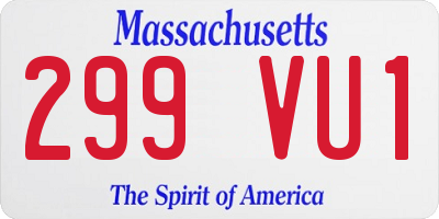 MA license plate 299VU1