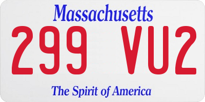 MA license plate 299VU2