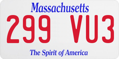 MA license plate 299VU3