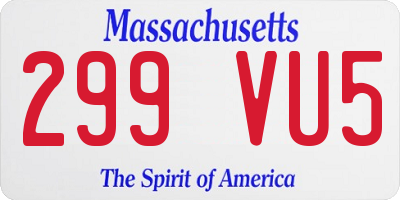 MA license plate 299VU5