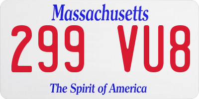 MA license plate 299VU8