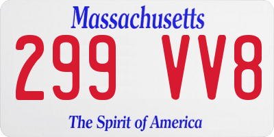 MA license plate 299VV8
