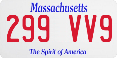 MA license plate 299VV9