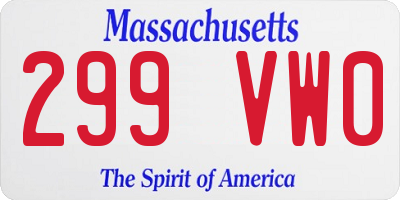 MA license plate 299VW0