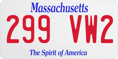 MA license plate 299VW2