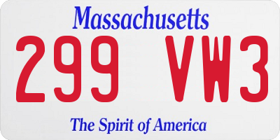 MA license plate 299VW3