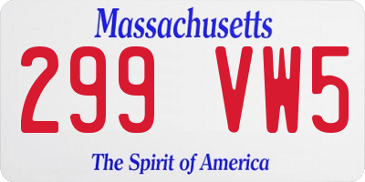 MA license plate 299VW5