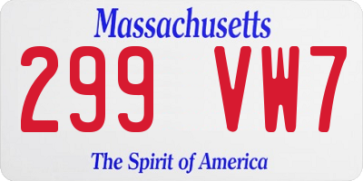MA license plate 299VW7