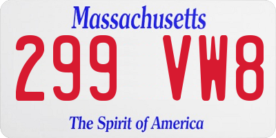 MA license plate 299VW8