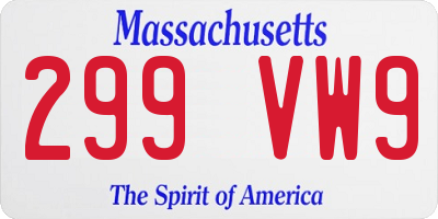 MA license plate 299VW9