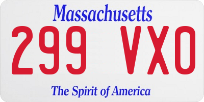 MA license plate 299VX0