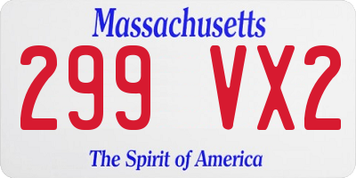 MA license plate 299VX2