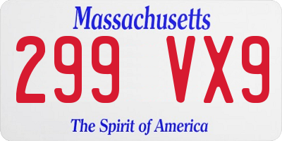 MA license plate 299VX9