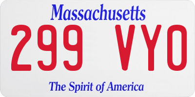 MA license plate 299VY0