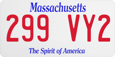 MA license plate 299VY2