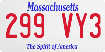 MA license plate 299VY3