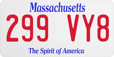 MA license plate 299VY8