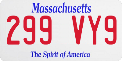 MA license plate 299VY9