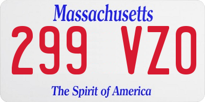 MA license plate 299VZ0