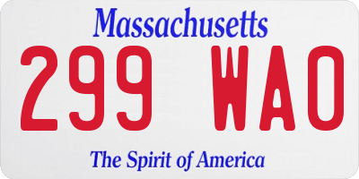 MA license plate 299WA0