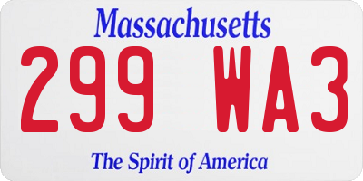 MA license plate 299WA3