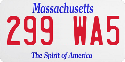 MA license plate 299WA5