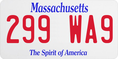 MA license plate 299WA9