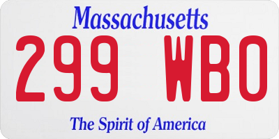 MA license plate 299WB0