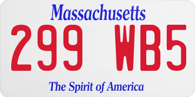 MA license plate 299WB5
