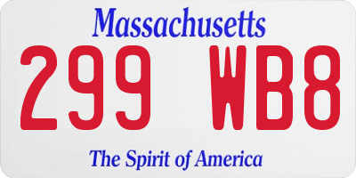 MA license plate 299WB8