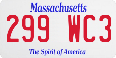 MA license plate 299WC3