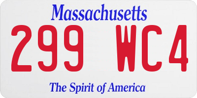 MA license plate 299WC4
