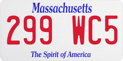MA license plate 299WC5