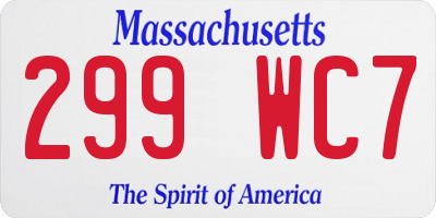 MA license plate 299WC7