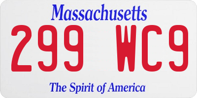 MA license plate 299WC9