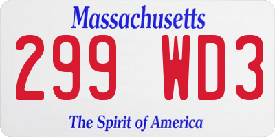 MA license plate 299WD3