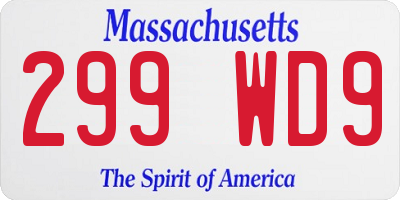 MA license plate 299WD9