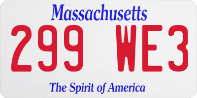 MA license plate 299WE3