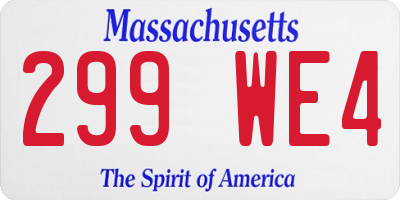 MA license plate 299WE4