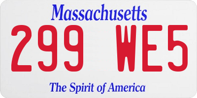 MA license plate 299WE5
