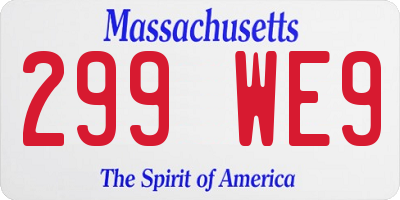 MA license plate 299WE9