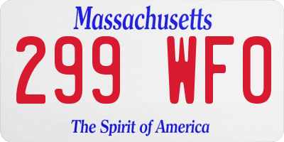 MA license plate 299WF0