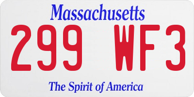 MA license plate 299WF3