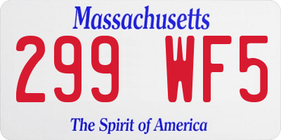 MA license plate 299WF5