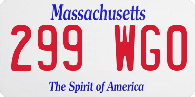MA license plate 299WG0