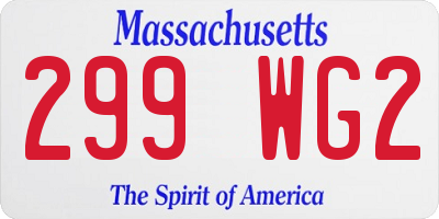 MA license plate 299WG2